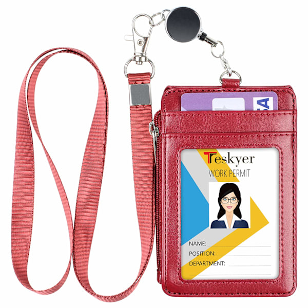 Card holder with retractable lanyard, ID card holder with zipper Y