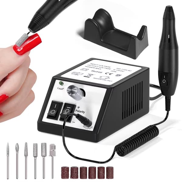 Elektrisk neglefil med 12 tilbehør til negle - Pedicure Manicure