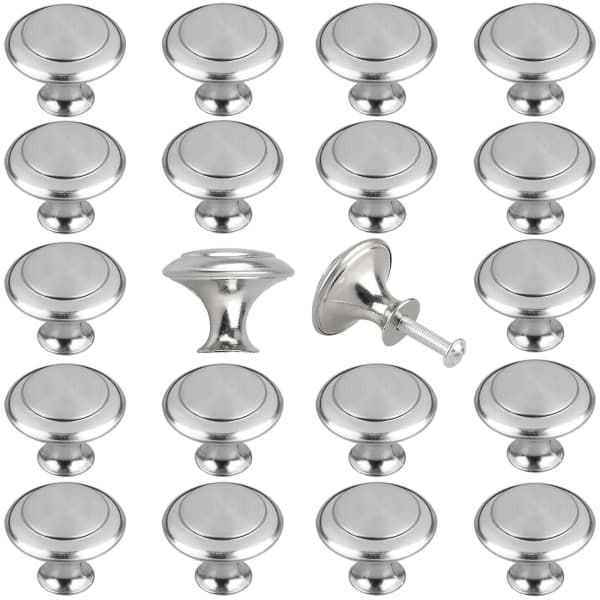 20 stk Køkken Knapper, Børstet Nikkel Skabsknapper, Eeekit Skuffe Kommodegreb Skabsdør Robust Knapper, Køkken Skab Hardware