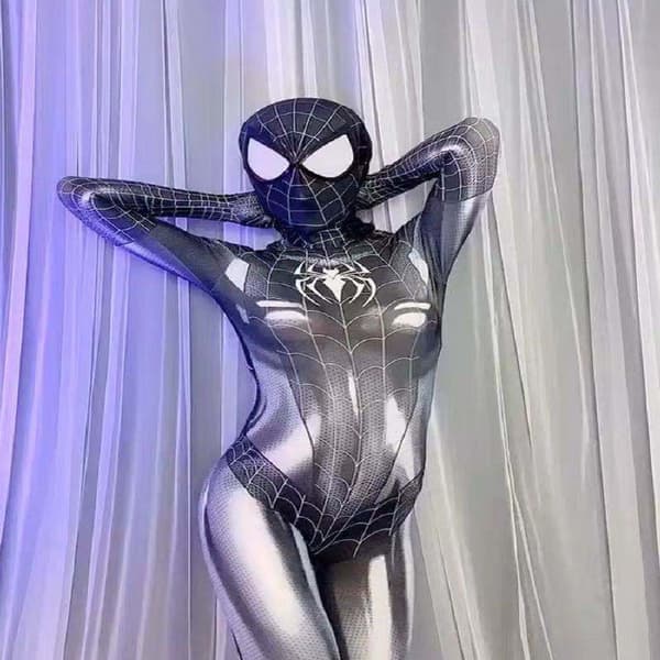 Cosplay Kostume til Kvinder Sort Spiderman Heldragt Halloween Superhelt Cosplay Kostume XL