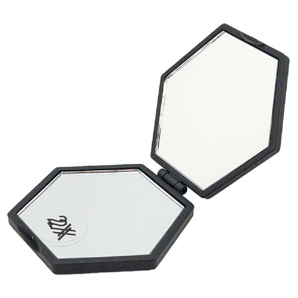 UNIQ Mini Compact Hexagon Mirror - Musta taskupeili 2x suurennuksella