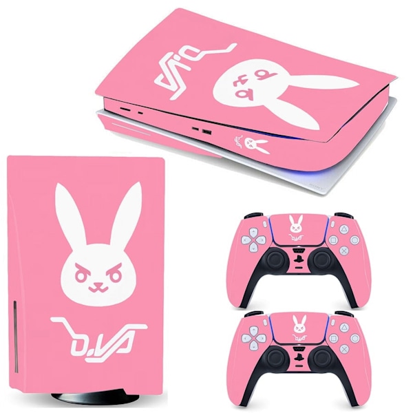 Play Station 5 Cute Adhesive Skin - Compatible for PS5 - Cover to Customize the Console - Removable Vinyl Film - Matte Satin HD Quality (Disc, Pink)