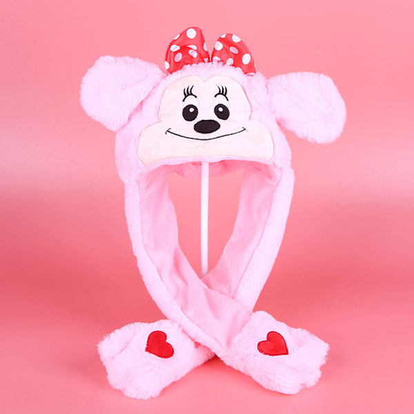Pehmeä ja lämmin kaninhattu LED-valoilla, hyppivä hattu Luminous Pink Mickey