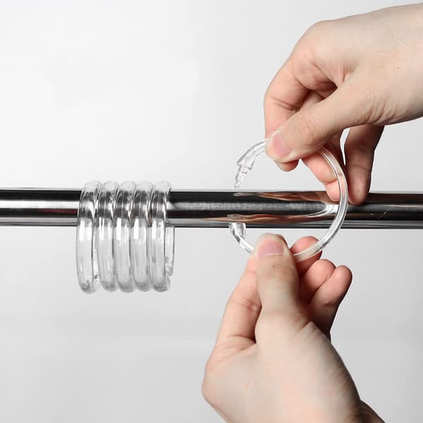 24-pack transparenta duschdraperiringar i plast, duschdraperiringar med enkelt klick