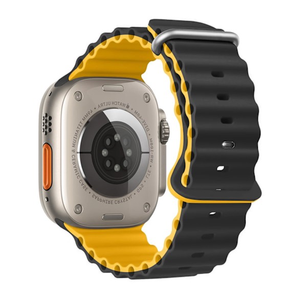 Ocean rem F?r Apple Watch Ultra 2 armband 49mm 45mm 44mm 40mm 41mm 42mm 49 mm silikon armband iWatch serie 9 7 6 3 se 8 Svart-gul Y Black-yellow 38mm 40mm 41mm