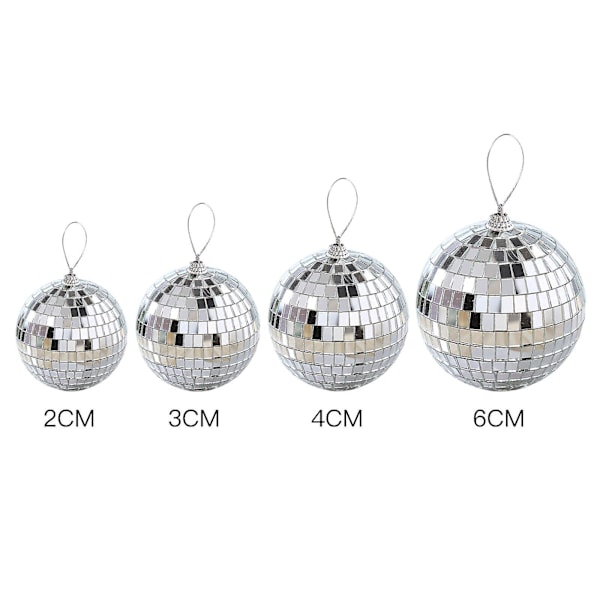 6 stk Mini Diskokule Festdekorasjoner Sølv Mini Plastpynt Små Diskokuler Sølv Silver 4CM