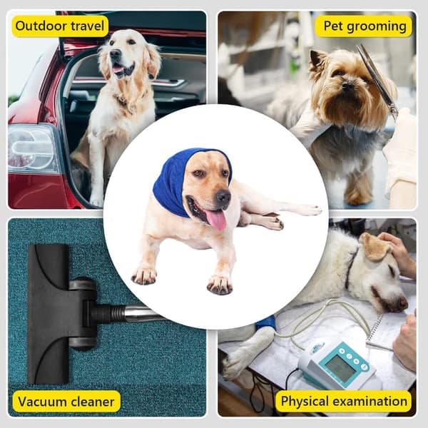 Hunde-ørekopper, Hunde-ørekopper Hundetrøje til støjbeskyttelse Angstdæmpende Beroligende Hals- og Ørevarmere til hunde og katte (Blå, Medium)