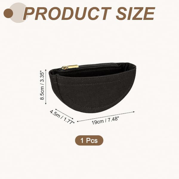 Lille filt taske organizer indsats sort 8,5 cm