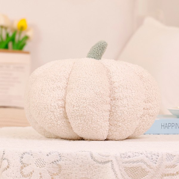 Pumkinpute - Myk og Plysj Fylt Pumkin til Thanksgiving, Halloween og Dekor - Sofapute White 20cm