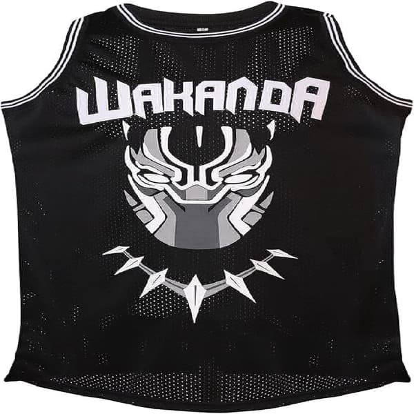 Sort Wakanda T'Challa Film Basketballtrøje til Mænd Sort —L