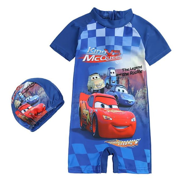 Barn Pojkar Spindelmannen Batman Hel Baddräkt Surf Solskydd Strand Badkläder & Keps Sommar Badkläder Racingbil Racing car 2XL