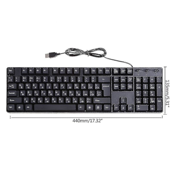 Russisk/engelsk stille tastatur vanntett kontortastatur kompatibelt - for Windows-datamaskin - n1720 ZD A