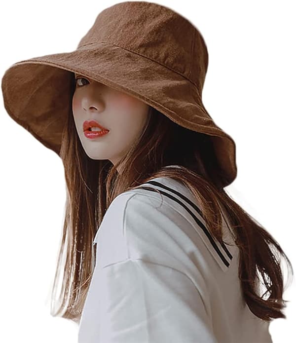 Dam Sommar Solhatt Bred Brätte Resa Vikbar Solhatt UV-skydd Strandhatt 100% Bomull Utomhuskeps