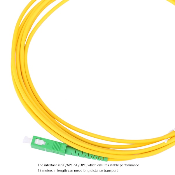 Premium PVC Single Mode -valokuituhyppyjohto, SC APC - SC UPC, 15 metriä pitkä