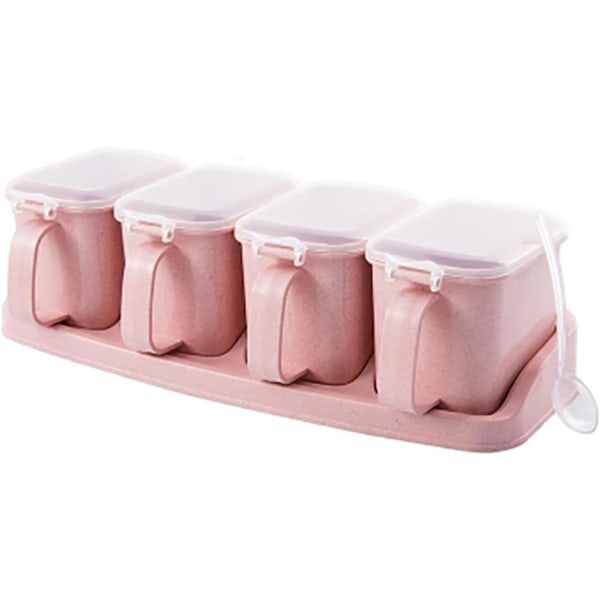 Kryddställ kryddbox set krydda salt sockerburk peppar kryddförvaringsbehållare med liten sked box köksaccessoarer
