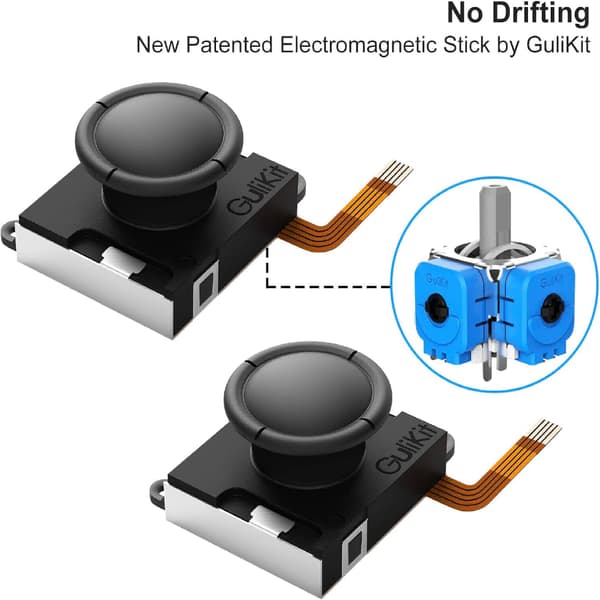 Guli Switch Joystick Udskiftningssæt, Uden Strøm, Hall-effekt Joystick til Switch Joycon, OLED Switch Joycon og