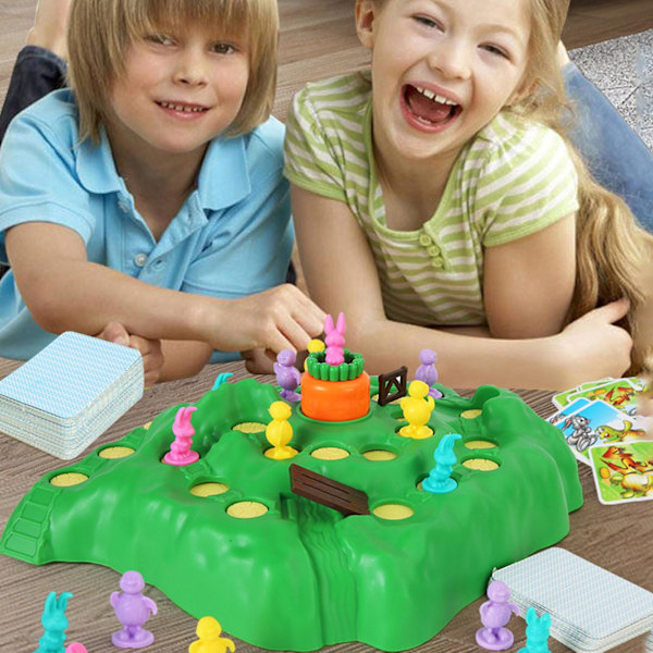 1 Sett Kanin-Felle Brettspill for Barn Interaktivt Flerspiller 3D Actionspill Morsom Løp til Toppen for Barnxx
