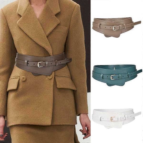 Justerbart Korsettbälte Estetiskt Spänne Läderbälte och Midjeformare 2-i-1 Light khaki