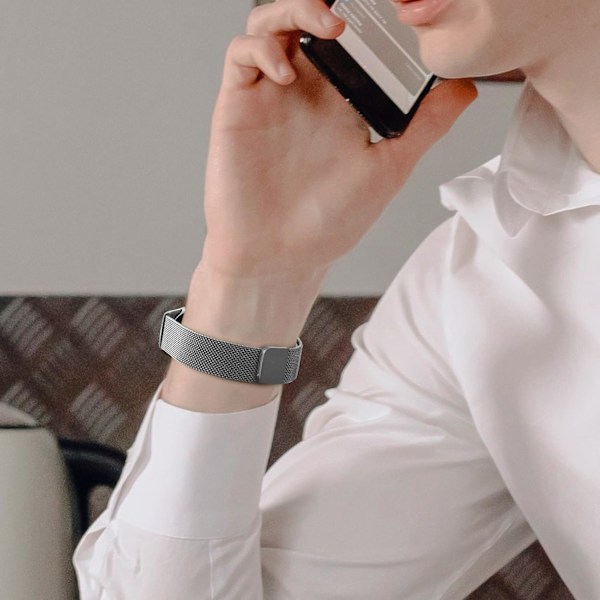 Armbånd Kompatibelt med Xiaomi 8 Menn Kvinner, Metallarmbånd for Xiaomi Mi Band 8 Magnetisk Rustfritt Stål Mesh Armbånd med Sterk Magnetisme Silver