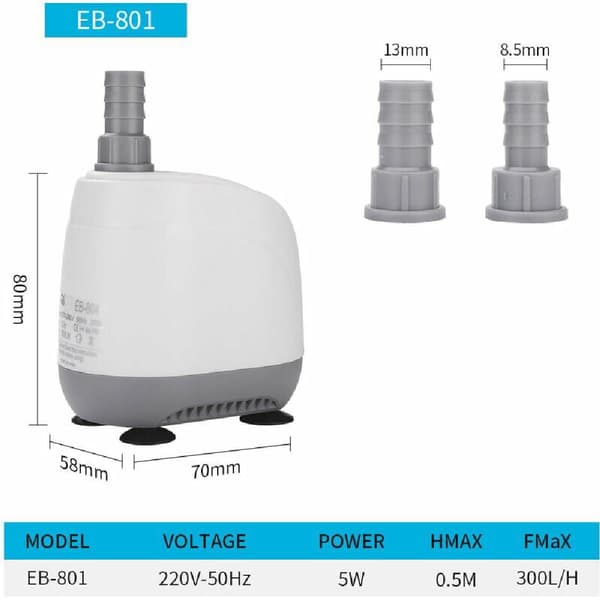 Dränkbar Livewell-pump Botteninsug Akvariepump Tyst Vatten