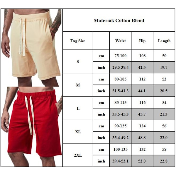 Snabbtorkande badbyxor för män i enfärgad sportshorts röd röd S red