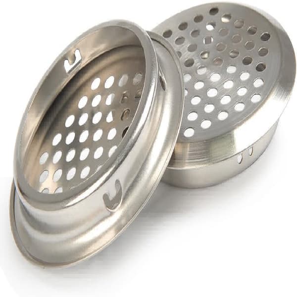 20 stk. 53 mm ventilationsrist RUND NET I RUSTFRIT STÅL