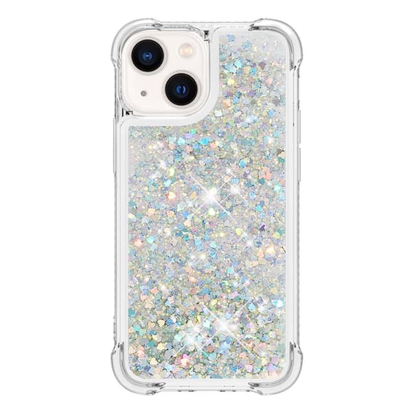 iPhone Glitterdeksel, Fallbeskyttelse i fire hjørner, Flytende silikondeksel med støtdemping Deep purple iPhone 13PRO