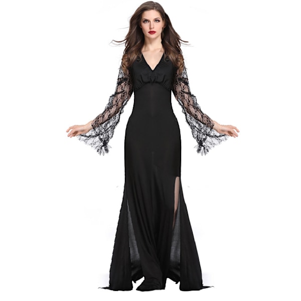 Voksen Dame Klassisk Sort Vampyr Brud Hexe Kostume Halloween Kostume Boguge Outfit L