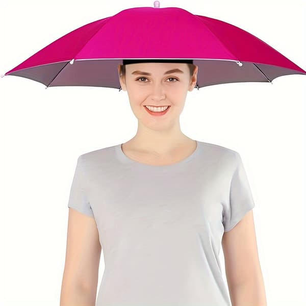 UV-beskyttende paraplyhat med justerbart pandebånd til solbeskyttelse Rose Red Color