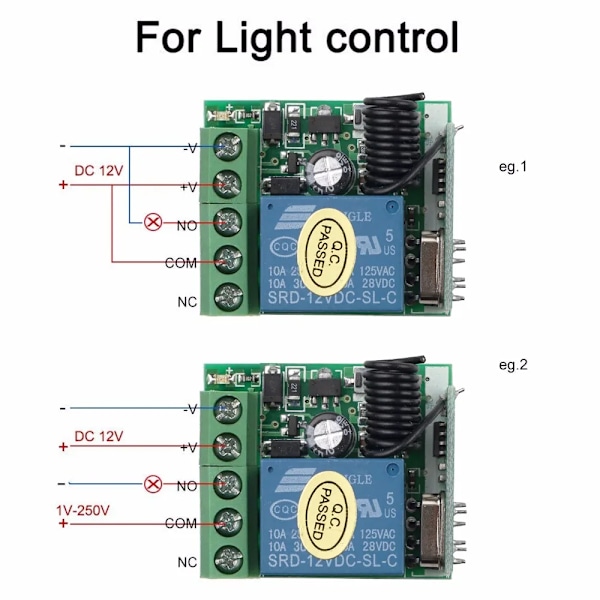 433MHz DIY Trådlös Strömbrytare DC 12V 1CH Mini Relämodul och RF Sändare Fjärrkontroll för Garage Gardiner Hushållsapparater