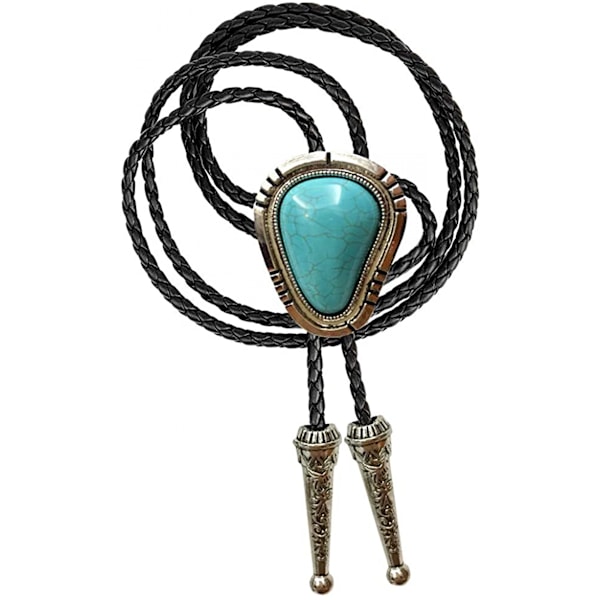 Vintage Turkos Sten Bolo Tie Western Native American Retro Bola Slips Halsdukar För Män Kvinnor