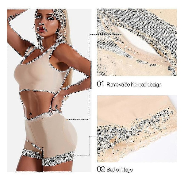 Dame Body Shaper Polstret Numseløfter Trusser Numse Hofteforstærker Falsk Numse Shapewear Underbukser Push Up Shorts Beige XXXL Beige