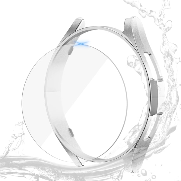 Glas+ fodral för Samsung Galaxy Watch 6/6 Classic Vattentätt PC Galaxy Watch 6/6 Classic 40/44/43/47 mm skydd+ skärmskydd Silver Y Silver Galaxy Watch 6 44mm