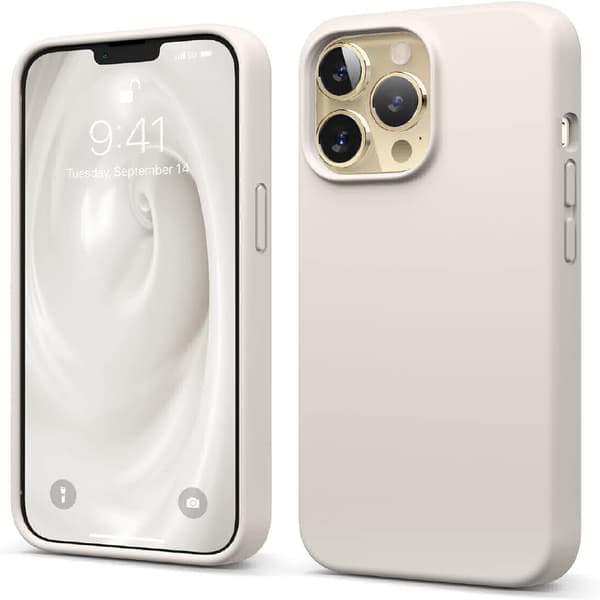 Flytande silikonfodral kompatibelt med iPhone 13 Pro (6.1\"), Premium silikon, Fullt skydd (Sten)
