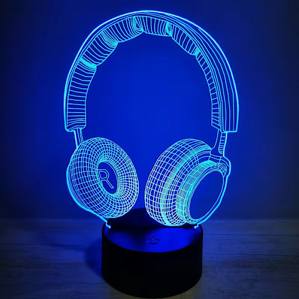 Kreativ Spelatmosfärlampa med fjärrkontroll Spelkontroll 3D Nattlampa - Perfekt julklapp och födelsedagspresent för män Headphones-1