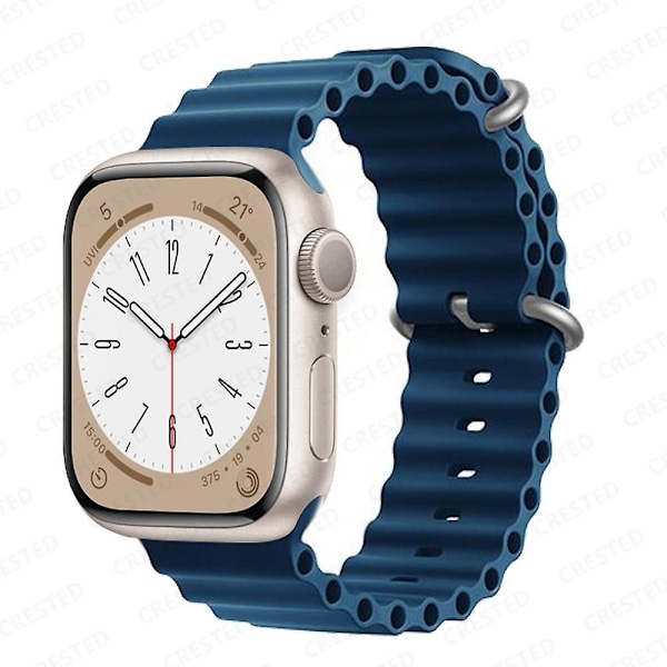 Ocean-ranneke Apple Watch -rannekkeelle 44 mm 40 mm 45 mm 41 mm 49 mm 42 mm 38 mm älykellon silikonihihna Iwatch Ultra Series 7 6 3 Watch 8 38 40 41 mm Deep blue 38 40 41mm