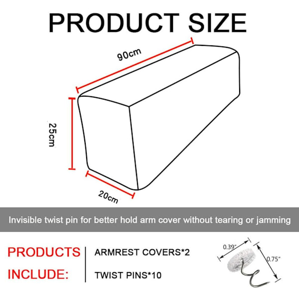 Soffarmstödsskydd Set om 2, Elastiska Armstödsskydd för Fåtöljer, Töjbara Halkfria Soffarmstödsskydd för Vilstolar