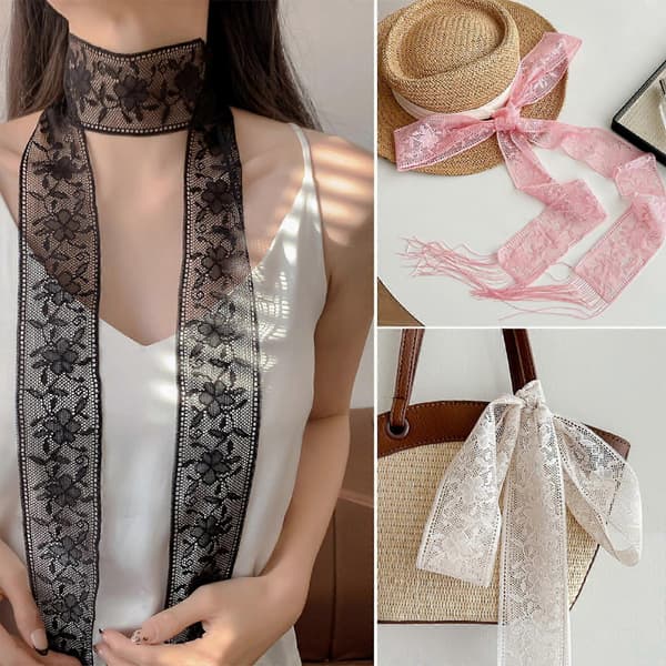 Blomsterbrodert skjerf Sofistikerte unike skjerf Vakkert blondesjal Passer til ulike arrangementer RED