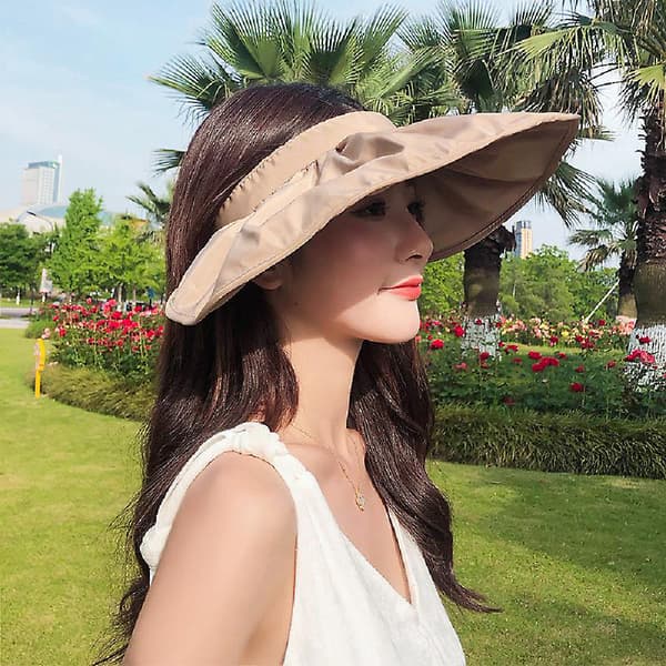 Dame sommer visirhatt solskjermhette solhatt UV-beskyttelse strandhatt strandreisehatt svart