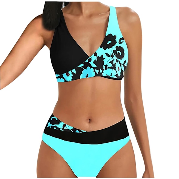 Badedragt Kvinder Badedragt Kvinder Print Sæt Badedragt Todelt Bh Badetøj Strandtøj Kvinder Bikini Badetøj Lyseblå S Sky Blue