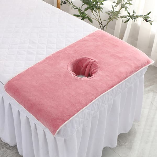 35*35cm Skjønnhet SPA Massasjebord Plank Klut Ansiktshåndkle med Hull Pink