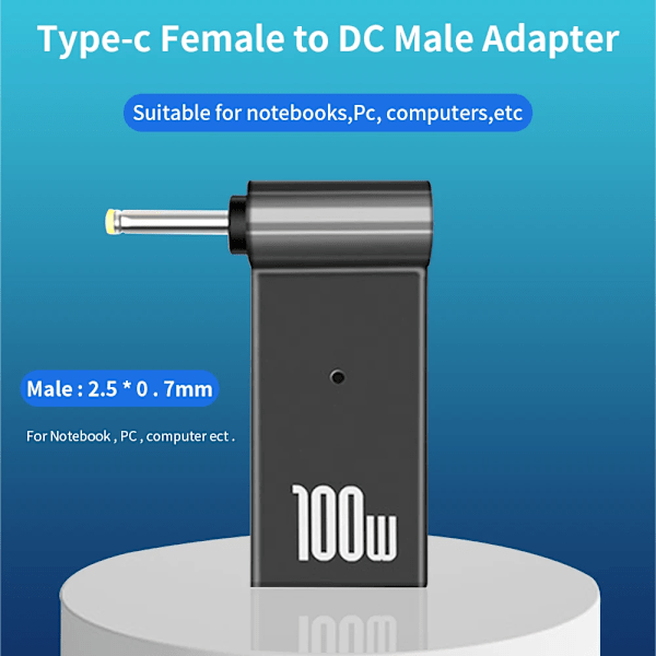 Adapter för bärbar dator PD 100W 5A USB Typ-C hona till likström hane för HP/Lenovo/DELL Y 4.0x1.35