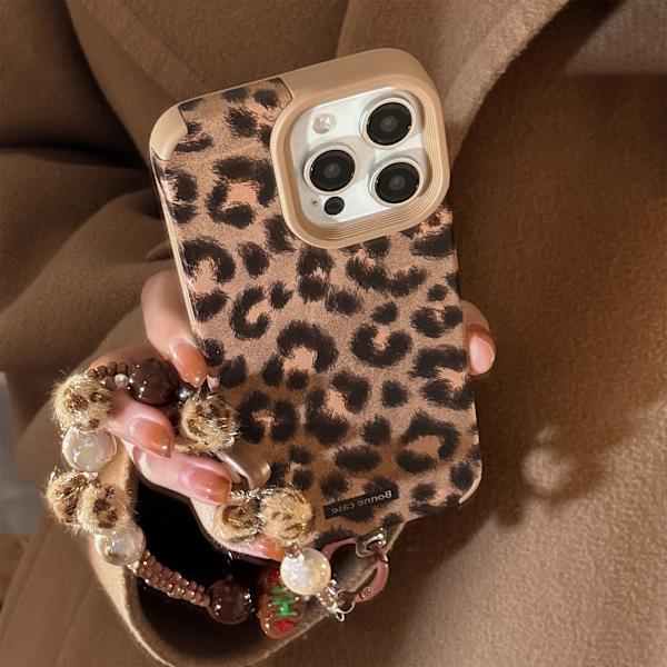 Full Dekning Støtsikkert Perlesnor-deksel til iPhone (Leopardmønster) iPhone 14
