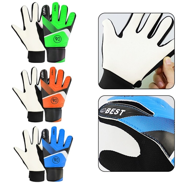 1 par børne fodbold målmandshandsker Anti-kollision latex PU fodbold Handske beskyttelse handsker Blå Blue 6