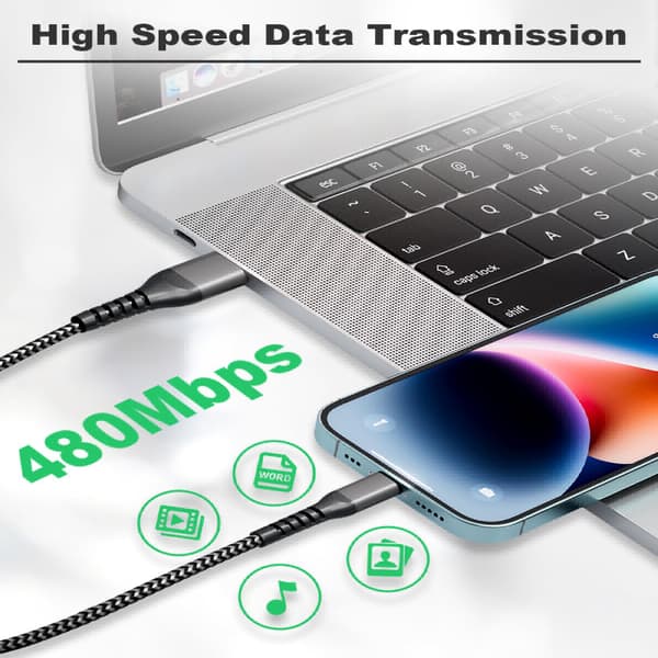 2025 Seneste Model iPhone Opladerkabel 3M [MFi Certificeret], USB til Lightning Kabel 3M Langt iPhone Opladerkabel Hurtig Opladning Kabel Nylon