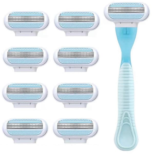 Barberblade Kvinder Barberblad Refills Designet Til En Komfortabel Barbering Glat Glid Blue Handle. 8 Refills