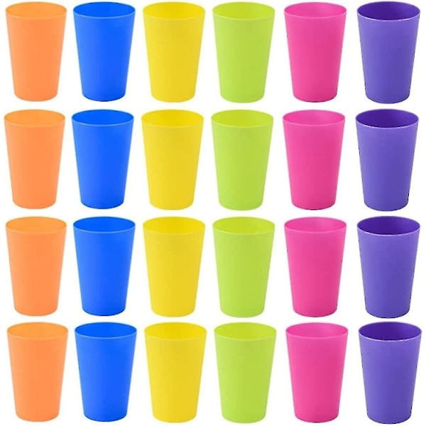 24 st Återanvändbara Plastmuggar, 250 ml Barn Slitstarka Plastdrickmuggar [kk]