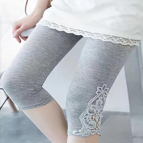 Blonde-strikkede slanke capri-leggings, afslappede korte leggings til forår og sommer, dametøj sort XL black