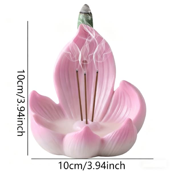 Lotus Base Backflow Røkelsesbrenner, Harpiks Håndverk Diffuser, Multifunksjonell Hjemmeinnredning for Yoga, Meditasjon, Aromaterapi, Alter, Stue, Gave gold 10*10cm