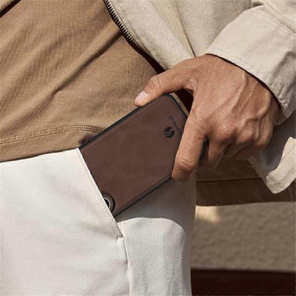 ANNYOJO Kompatibelt etui til iPhone 17 PU-læder + PC + TPU Anti-dråbe telefoncover (sort)
